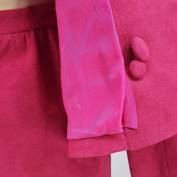 Vintage Baron Kay's Tailor Skirt & Jacket Set Large? 34W Fuchsia Suede Hong Kong - Picture 9 of 12